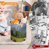 Trendy-floral-print Toy Storage Drawstring Tote Bags Mountain Pasture Grazing Horses Printed Large Toy Storage Bags Foldable Storage Bin view 3