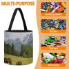 Trendy-floral-print Toy Storage Drawstring Tote Bags Mountain Pasture Grazing Horses Printed Large Toy Storage Bags Foldable Storage Bin view 4