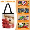 Trendy-floral-print Toy Storage Drawstring Tote Bags Santa Hat Gift And Merry Christmas Printed Large Toy Storage Bags Foldable Storage Bin view 4