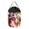 Trendy-floral-print Toy Storage Drawstring Tote Bags Santa Claus Reindeer Sled Printed Large Toy Storage Bags Foldable Storage Bin view 1