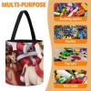Trendy-floral-print Toy Storage Drawstring Tote Bags Santa Claus Reindeer Sled Printed Large Toy Storage Bags Foldable Storage Bin view 4