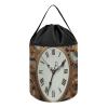 Trendy-floral-print Toy Storage Drawstring Tote Bags Rusty Steampunk Clock Printed Large Toy Storage Bags Foldable Storage Bin view 1