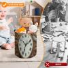 Trendy-floral-print Toy Storage Drawstring Tote Bags Rusty Steampunk Clock Printed Large Toy Storage Bags Foldable Storage Bin view 3