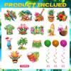 32 Pieces Hawaiian Luau Birthday Party Hanging Swirl Decorations, Flower Tropical Palm Flamingo Sign Foil Ceiling Decor for Floral Tropical Party Summer Beach Pool Tiki Supplies(Summer) view 2