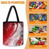 Trendy-floral-print Toy Storage Drawstring Tote Bags Red Black White Abstract Printed Large Toy Storage Bags Foldable Storage Bin view 4