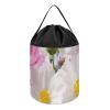 Trendy-floral-print Toy Storage Drawstring Tote Bags Pink And White Flowers Printed Large Toy Storage Bags Foldable Storage Bin view 1