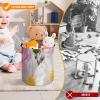 Trendy-floral-print Toy Storage Drawstring Tote Bags Pink And White Flowers Printed Large Toy Storage Bags Foldable Storage Bin view 3