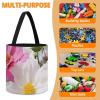 Trendy-floral-print Toy Storage Drawstring Tote Bags Pink And White Flowers Printed Large Toy Storage Bags Foldable Storage Bin view 4