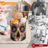 Trendy-floral-print Toy Storage Drawstring Tote Bags Sugar Skulls Printed Large Toy Storage Bags Foldable Storage Bin view 3