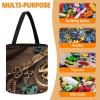 Trendy-floral-print Toy Storage Drawstring Tote Bags Steampunk Watches Keys And Chains Printed Large Toy Storage Bags Foldable Storage Bin view 4