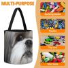Trendy-floral-print Toy Storage Drawstring Tote Bags Shih Tzu Dog Printed Large Toy Storage Bags Foldable Storage Bin view 4