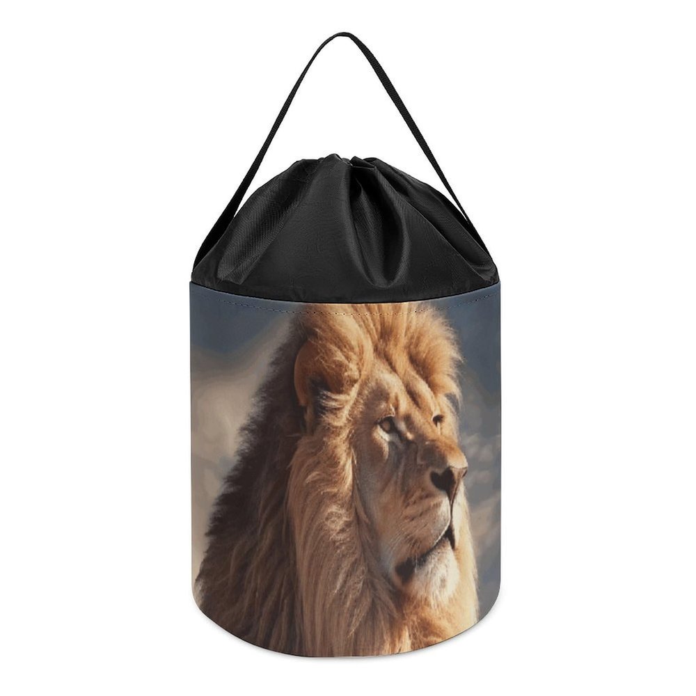 Trendy-floral-print Toy Storage Drawstring Tote Bags Two Lions Printed Large Toy Storage Bags Foldable Storage Bin