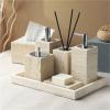 OJEVMLFVQ Soap Dispenser Beige Travertine Bathroom Accessories Set Natural Marble Soap Dispenser Soap Reed Diffuser Vanity Tray Kit Bathroom(Color-02) view 2