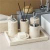 OJEVMLFVQ Soap Dispenser Beige Travertine Bathroom Accessories Set Natural Marble Soap Dispenser Soap Reed Diffuser Vanity Tray Kit Bathroom(Color-06) view 3