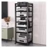 5/6/7/8-tier Media Stand AudioComponent Cabinet with Wheels, Rolling Video Game Console Shelf, Heavy Duty Adjustable Stereo Media Rack, for Home/Office/Coffee Shop,Black 7 Layer 60cm/23.6in Wide view 1