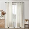 Ivory Cream Grommet Linen Semi Sheer Privacy Curtains 86 Inches Long Drapes view 1