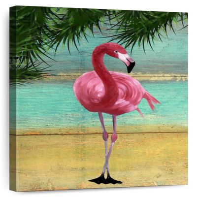 ElephantStock - Flamingo Frame I Wall Art - Vertical Canvas Wall Art - Living Room Wall Decor - Painting Flamingo Canvas Art - Gray And Brown Decor by Karen Smith - 20" x 30"