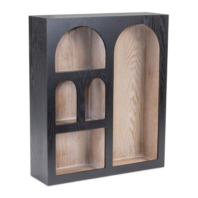 Melrose International Arched Wall Shelf 19" Black Brown Wood Decor - Modern Floating Display Shelf for Wall