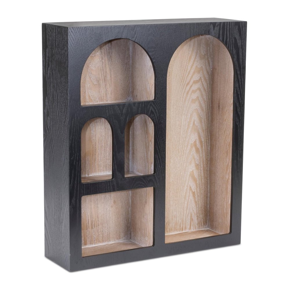 Melrose International Arched Wall Shelf 19" Black Brown Wood Decor - Modern Floating Display Shelf for Wall