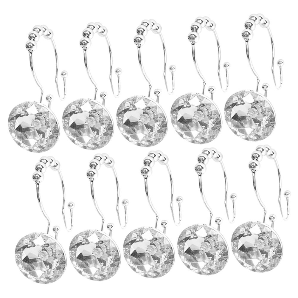 12pcs Stainless Steel Shower Curtain Hooks Decorative Silver