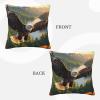 WYLJY Set of 2 Throw Pillow Cover Forest Landscape Eagle Mountains, 24"x24" Square Cushion Covers for Couch Sofa Bed Animal view 2