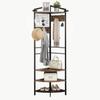 Guyifuny Entry Bench & Coat Rack | Wood/Metal Industrial Hall Tree | Office, Cabin, or Foyer Organizer view 2