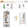 Guyifuny Entry Bench & Coat Rack | Wood/Metal Industrial Hall Tree | Office, Cabin, or Foyer Organizer view 4