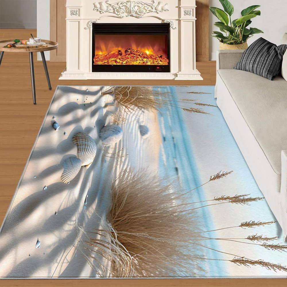 2x3 Rug - Sands Coastal Doormat Outdoor Entrance, Beachside Nature Laundry Room Carpet Non Slip Accent Throw Rugs for Bathroom Kitchen Sink Front Door