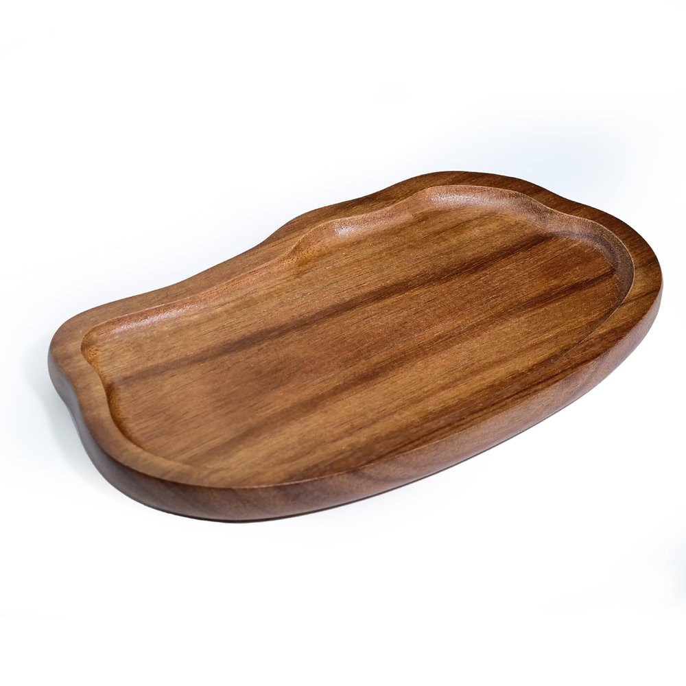 Caylielam Salt and Pepper Mill Wood Tray, Kitchen Pepper Grinder Rest Seasoning Bottle Holder for Counter, Dining Table Protector and Rustic Small Cloud Shaped Rectangle Serving Platter Home Decor