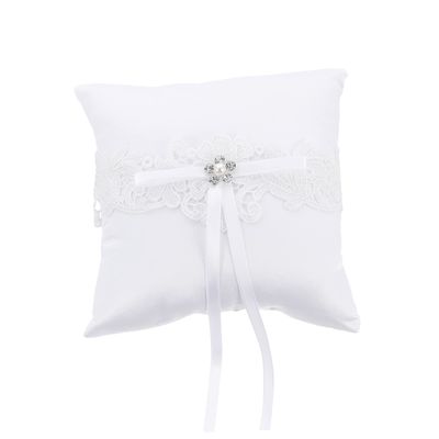 COLLBATH Romantic Ring Pillow Lace Ring Setting Wedding Ring Pillow Holder Bows Ribbon for Bridal