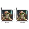 2 Pack Cute Frog in Hat Pot Holder with Pocket for Kitchen Heat Resistant Potholder Multipurpose Hot Pads Machine Washable Oven Mitts Trivet for Baking Cooking 8 X 8 Inches view 4