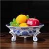 MTNBHH New Chinese Style Ceramic Fruit Bowl Hand-Painted Blue & White Decorative Basket for Kitchen, Living Room, Parties(8in) view 3
