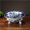 MTNBHH New Chinese Style Ceramic Fruit Bowl Hand-Painted Blue & White Decorative Basket for Kitchen, Living Room, Parties(8in) view 4