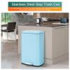 13 Gallon Step Trash Can - 50L Heavy-Duty Stainless Steel Kitchen Garbage Bin with Lid, Odor-Proof Removable Inner Bucket, Quiet Pedal Design, Modern Metal Wastebasket for Home, Office, Bathroom,Blue view 2