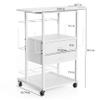 Wrapping Paper Storage Cart with 12 Rolls Wrapping Paper Organizer Holder, Rolling Craft Cart with 2 Fabric Drawer, Gift Wrapping Station with 4 Hooks Storage Ribbons and Gift Bags, Spave Saving view 3