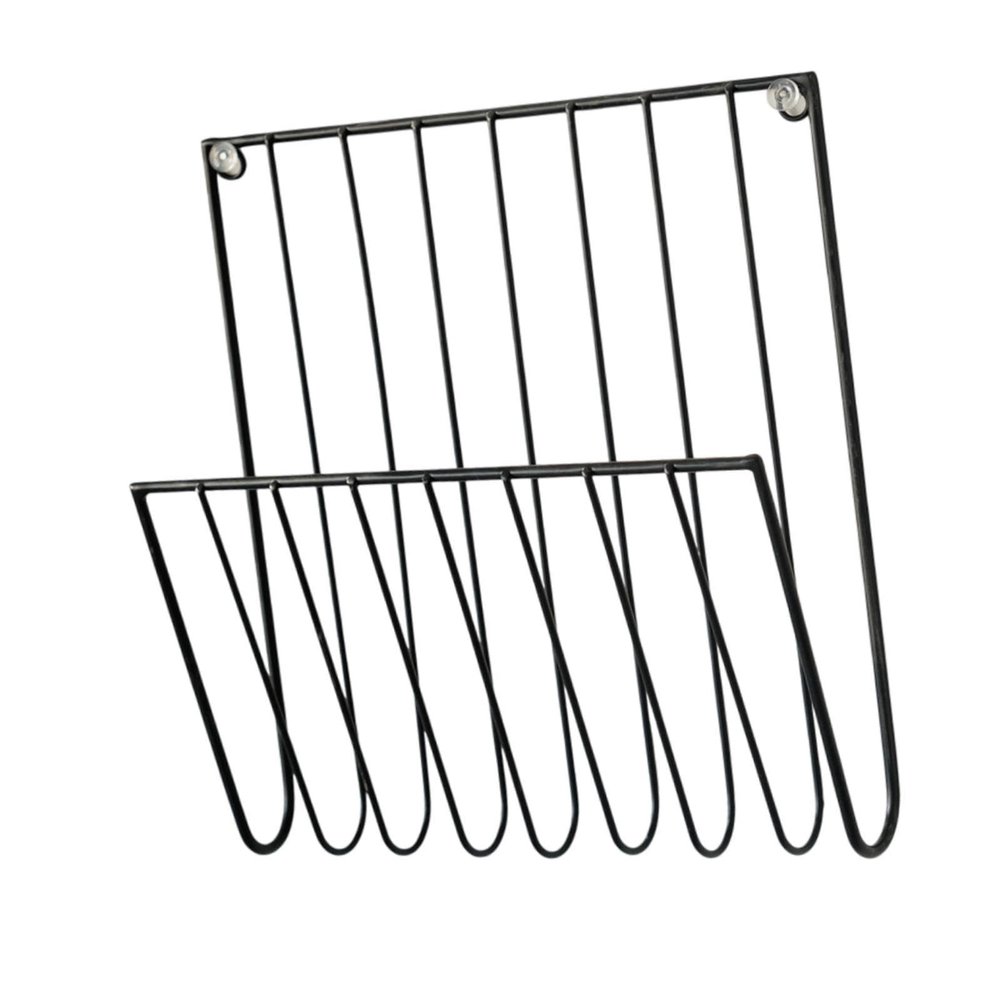 Bothyi Wall Mount File Holder Magazine Rack Iron Versatile Decorative Newspaper Holder Mail Organizer for Papers Documents Brochures, Black