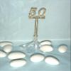 24 Almond Plastic Candy Holders with 24 pcs of "50" Decorative Picks view 2