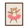 Poster Master Ballerina Bear Print - Cute Nursery Poster - Whimsical Bear Art - Pastel Color Wall Design - Chic Girl's Room Art - Boho Kid's Room or Nursery Decor - 16x20 Brown Framed view 1
