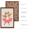 Poster Master Ballerina Bear Print - Cute Nursery Poster - Whimsical Bear Art - Pastel Color Wall Design - Chic Girl's Room Art - Boho Kid's Room or Nursery Decor - 16x20 Brown Framed view 2