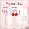 BOXOB 36 Pzs Adornos para Cupcakes con Lazo, Adornos para Cupcakes con Lazo Coqueto Decoracin Tartas Rosa Palillos de Cereza Lazo Bodas Baby Shower Decoracin Fiestas Cumpleaos view 2