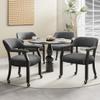 4-Set Dining Chairs with Casters and Arms, Rolling Dining Chairs with 360 Swivel Wheels, Boss Caption's Chair, Wood Desk Chair with Wheels, Easy Assembly for Dining Room, Home Funiture Grey view 1