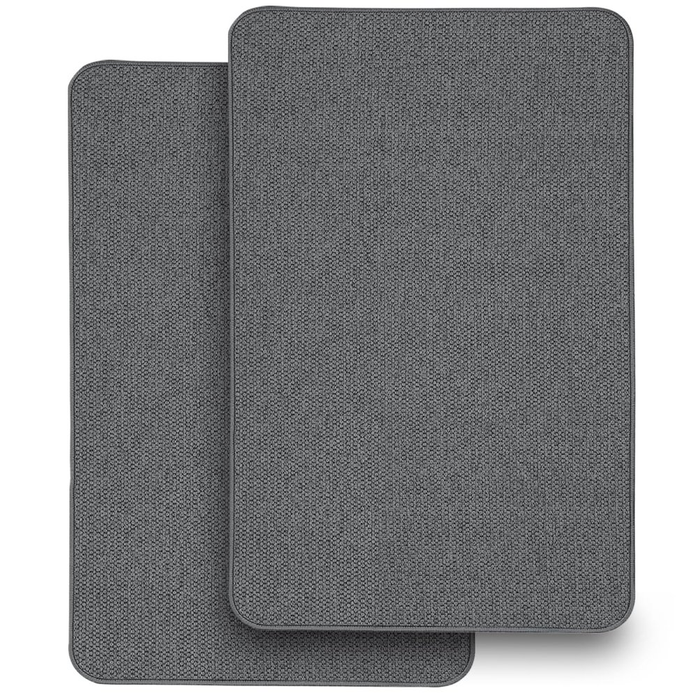 2 Pack Bathroom Rugs 17x27Inch, Thin Bath Mat with Rubber Backing Non-Slip, Absorbent,Quick Dry Machine Washable, Home Decor Accessories Cozy Cloth Bathroom Mat fit Under Door/Sink/Tub/Shower-DarkGrey
