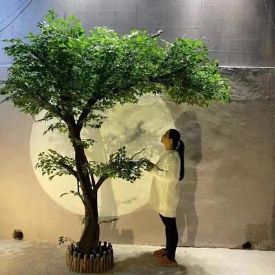 Simulation Banyan Large Fake Tree Wishing Tree Hotel Indoor and Outdoor Landscaping Bionic Green Plant Decoration Wedding Window Props 2mx1.8m