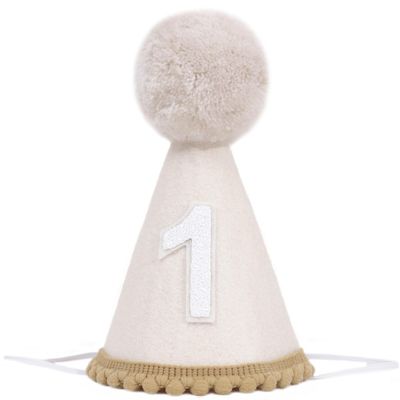 MAMUXI Natural Boho 1st Birthday Hat, Light Curry