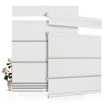 Doing-X Top Down Bottom Up Roman Shades for Windows, Light Filtering Linen TDBU Roman Blinds, Cordless Fabric Window Shades,Room Darkening Thermal Insulation for Home Office,Linen White,33" W x 72" H