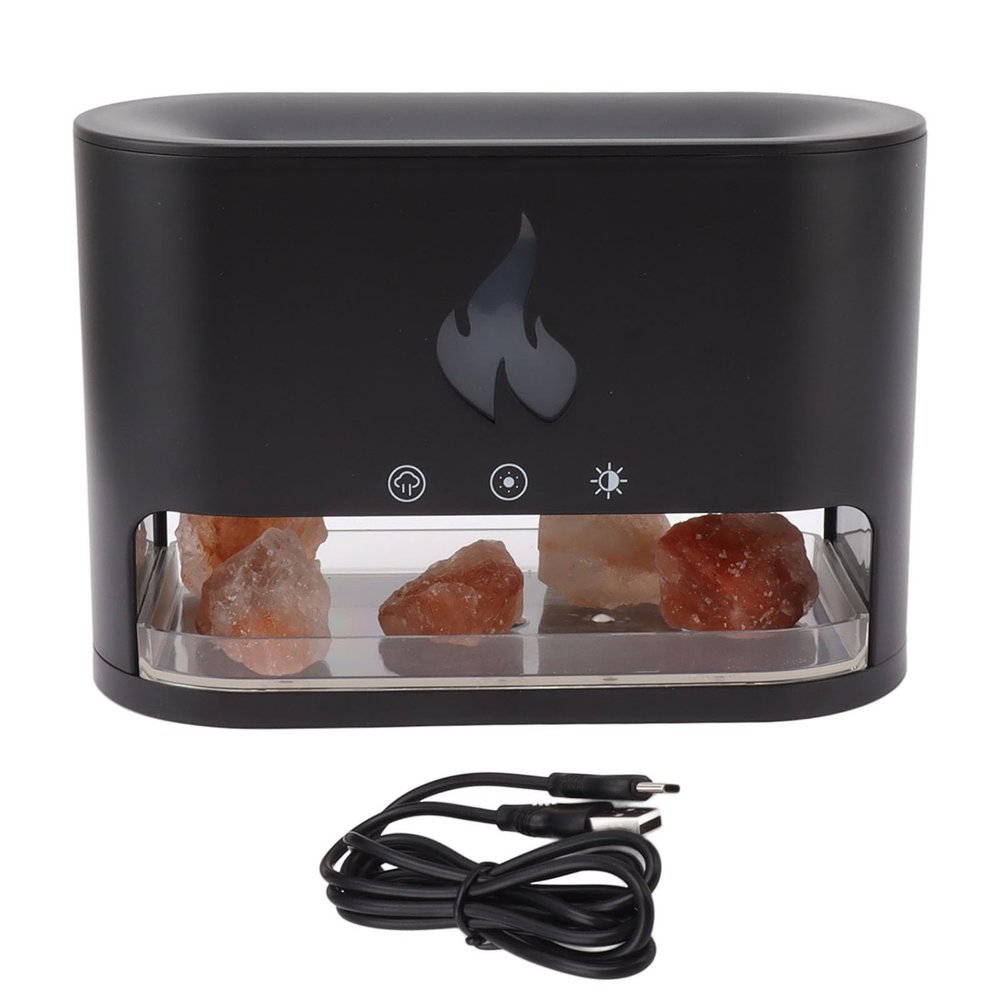 YUEYASHUX Flame Air Diffuser Humidifier 7 Colors Crystal Salt Stone Aromatherapy for Home Office Gift