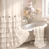 NDDYCU Ruffle Farmhouse Shower Curtain, Cream Vintage Shower Curtains for Bathroom Fabric Cute Rustic Cloth, 72" W X 78" L Inch view 2