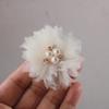 10Pcs Beige Series Styles Artificial Chiffon Fabric Flowers, Cream Pearl Embellished (10Pcs #31) view 4