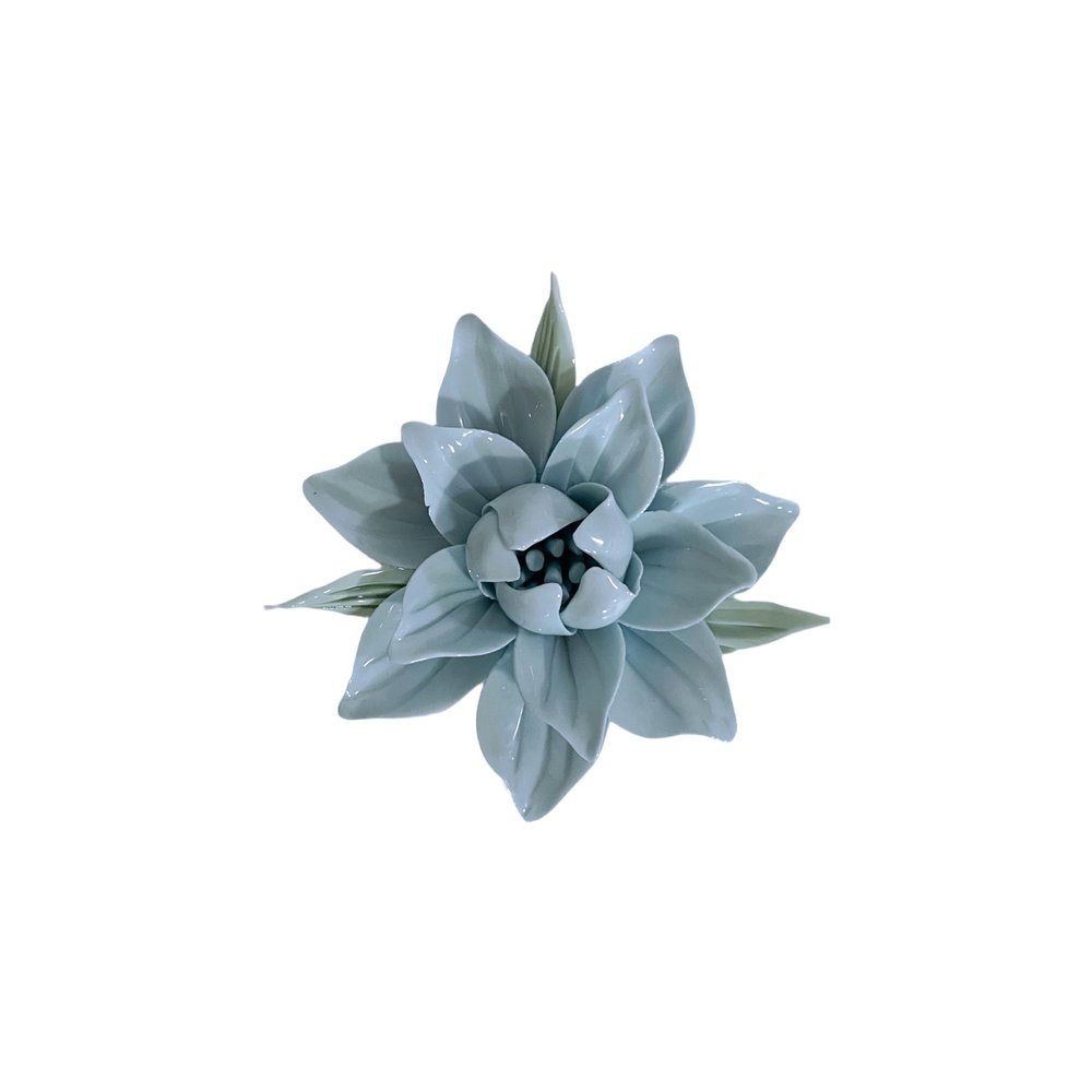 3D Ceramic Flower Wall Art, Handcrafted Floral Sculpture, Artificial Plant Wall Art Sculpture Decoration,3D flower wall decor, Modern Home Decor for Living Room, Bedroom (Light BlueMagnolia 3.7")
