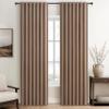 100% Blackout Curtains 84 Inch Length 2 Panels Set Farmhouse Style for Bedroom Windows/Living Room Thermal Insulated Neutral Boho Drapes Linen Blend Chocolate RustBrown 7ft Long Hook Belt Pleated view 1